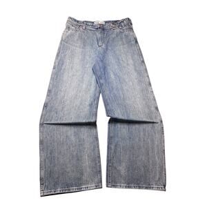 Staud x Wrangler Loose Fit Jeans Women 32x32 Mid Blue Wide Leg 100% Cotton